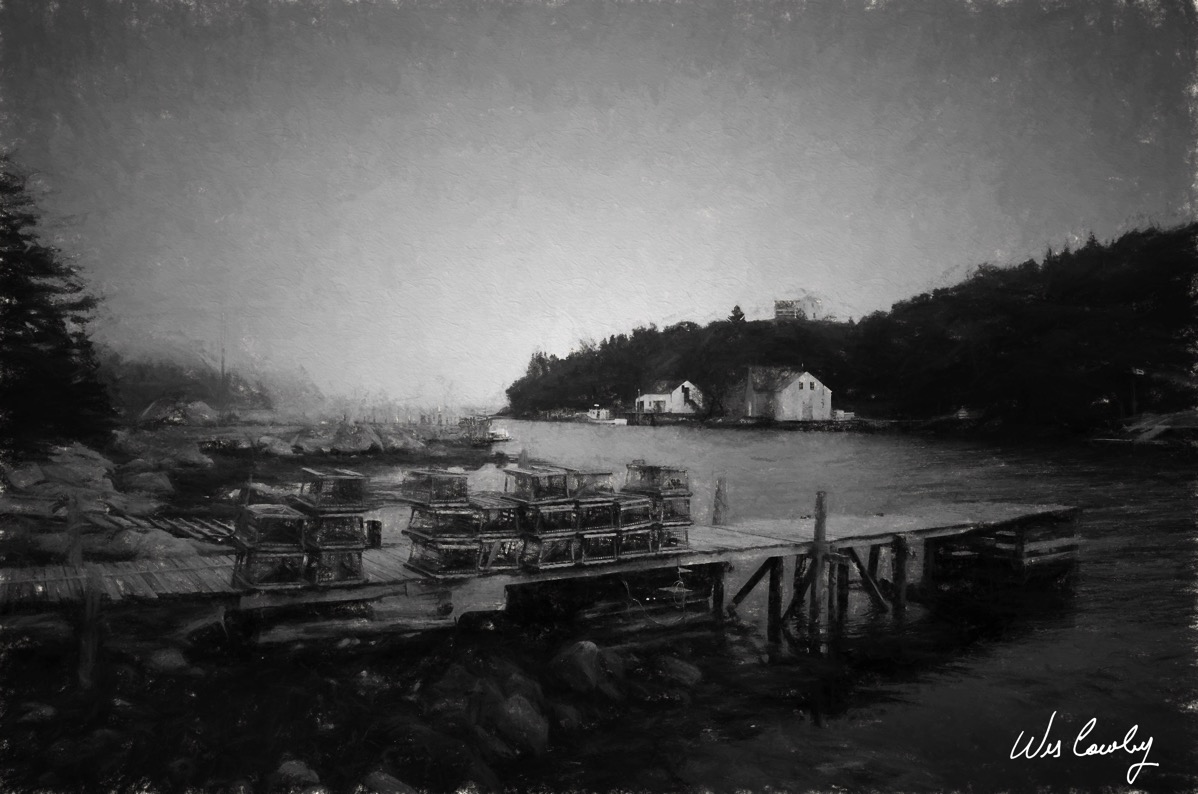 St margarets lobster traps charcoal ii signed